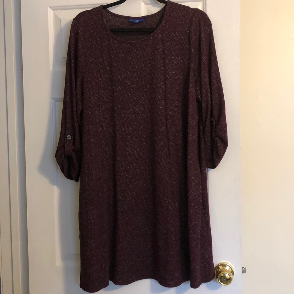 Maroon knit mini dress with pockets